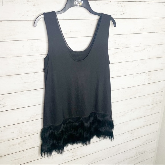 Banana Republic Black Fringe Feather Bottom Tank Blouse Dress Size XS NWT - Picture 3 of 12